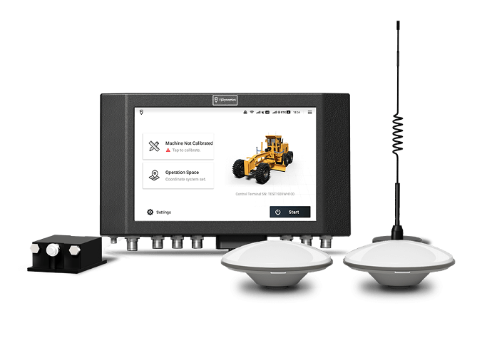 FJDynamics H36 3D motor grader control system can obtain real-time working position and attitude data based on high-precision satellite positioning technology and multi-type sensor modules. It can adjust blade attitude automatically, leading to accurate leveling operations.