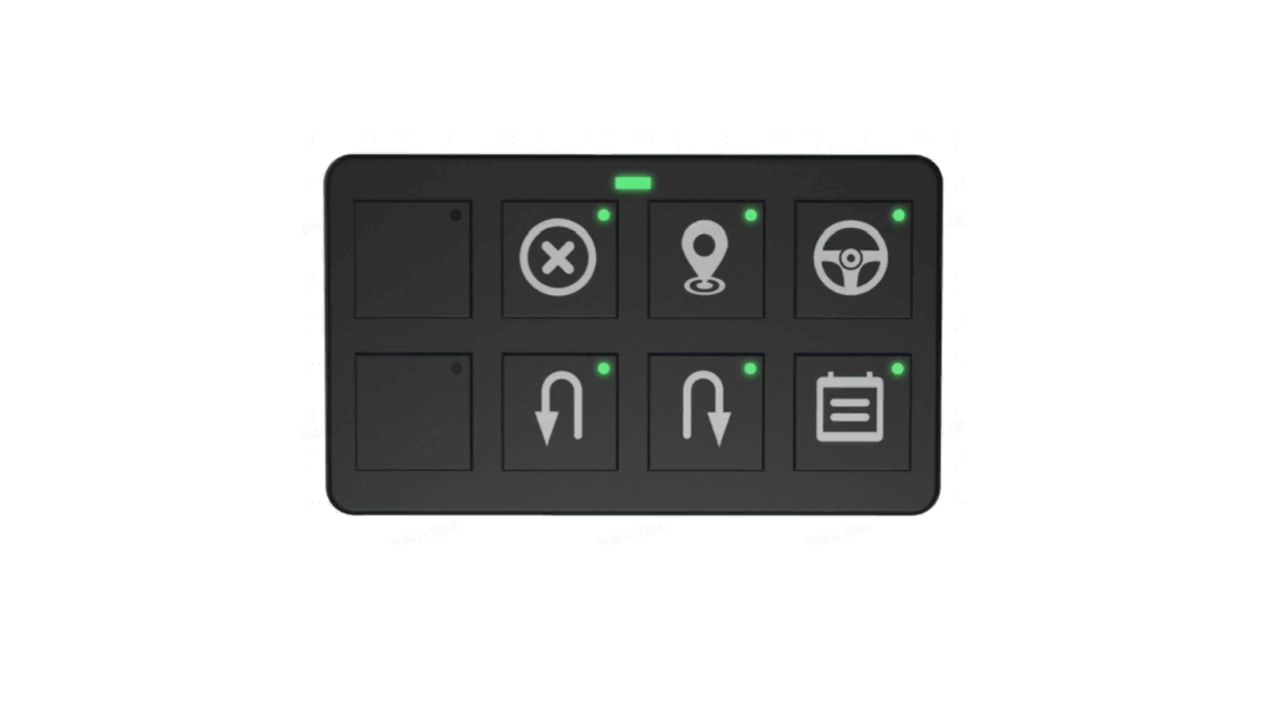 A wired keypad that mounts on the top of the Autosteering Kit and offers physical haptic feedback.